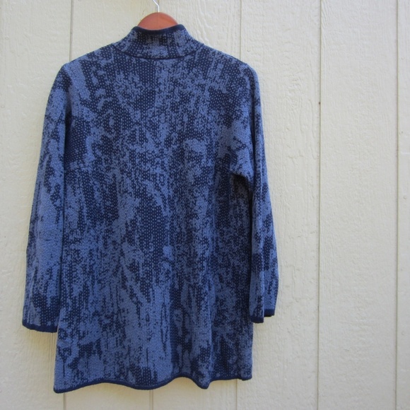 J Jill Pure Jill Cardigan Women's S  Long Blue Knit Patchwork Snap Front Pockets - Picture 3 of 16